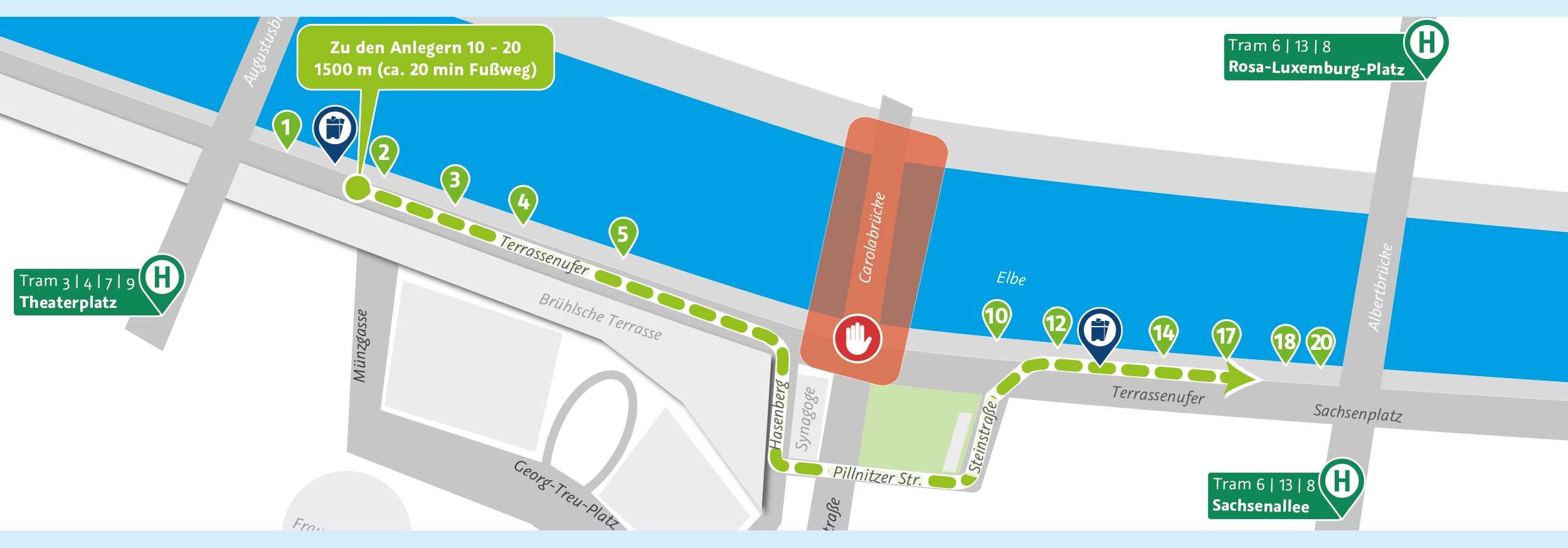 Anleger der Schiffe zur »Riverboat-Shuffle« und »Riverboat-Sonderfahrt«